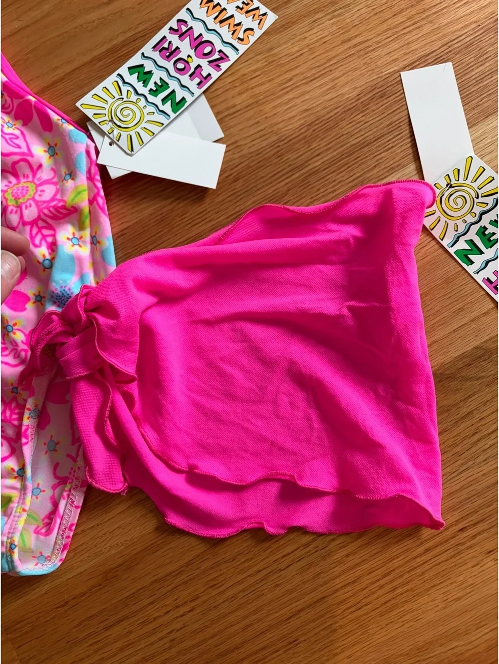 Vintage New Horizons Girls 3T Floral Swimsuit & Sarong NWT Y2K Deadstock